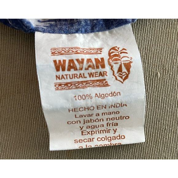 Wayan Natural Wear WNW Navy Animal Print Shirt Cotton Men's XL 50" Chest - Picture 6 of 7